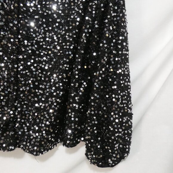 SHEIN - Curve | 1XL | Sparkling Lined Black Sequin Long Sleeve Top - Picture 14 of 14